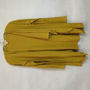 NWOT -Womens Long Sleeve  Mustard Color with Gold Accent Fashion Top